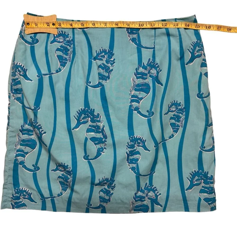 VINTAGE Lilly Pulitzer Women's Seahorse Ocean Tropical Blue Mini Skirt Size 6